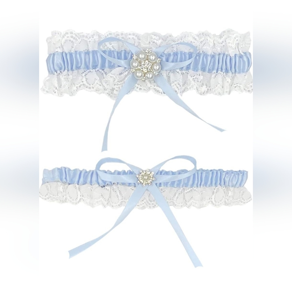 Bridal Blue Lace Garter Belt Set